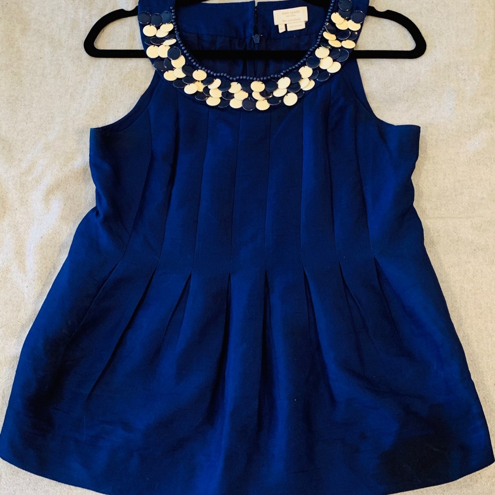 Kate Spade Blue Silk Embellished Blouse